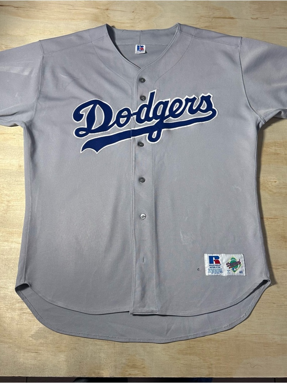 Vintage Los Angeles Dodgers Road Jersey Russell Athletic USA Size 48 Script MLB